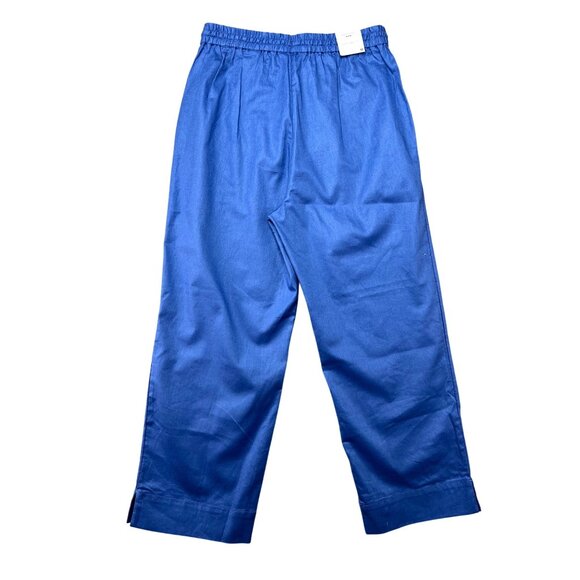 Banana Republic Poplin Relaxed Straight Ankle Pants Pull On Drawstring Blue M - Picture 2 of 15